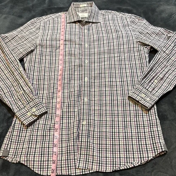 Todd Snyder Dress Shirt Mens 15.5 32 33 Button Front 2 Ply Cotton Checkered - Picture 4 of 5